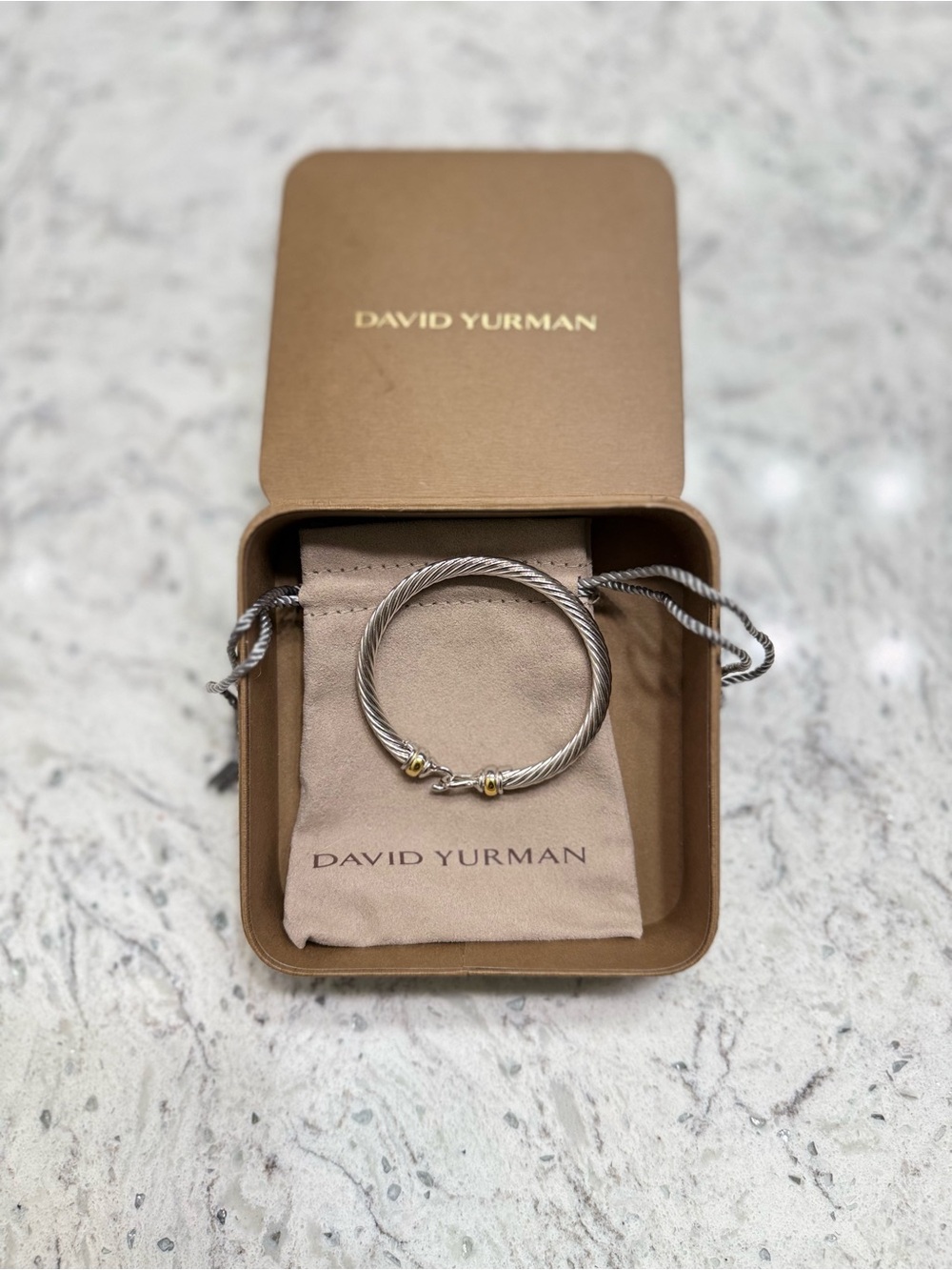 David Yurman Cable Bracelet with Gold Accents - Silver and Gold